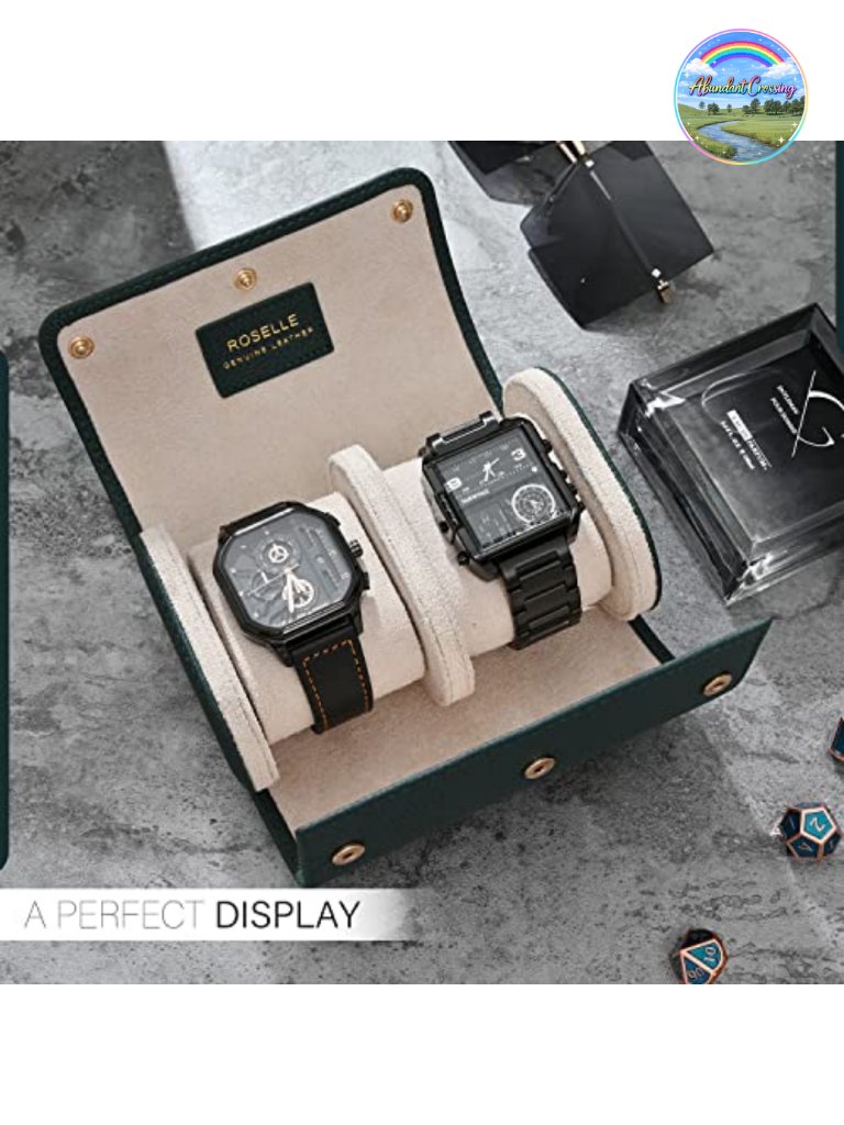 Genuine Leather Watch Roll Case For 2 Watches Travel Organizer